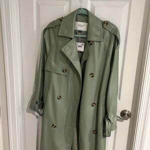 Green Leather Trench Coat.